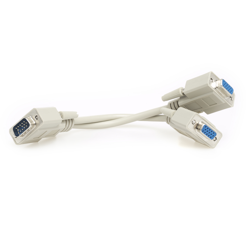 VGA Monitor Splitter Cable- HD15 Male to 2x HD15 Female Connectors